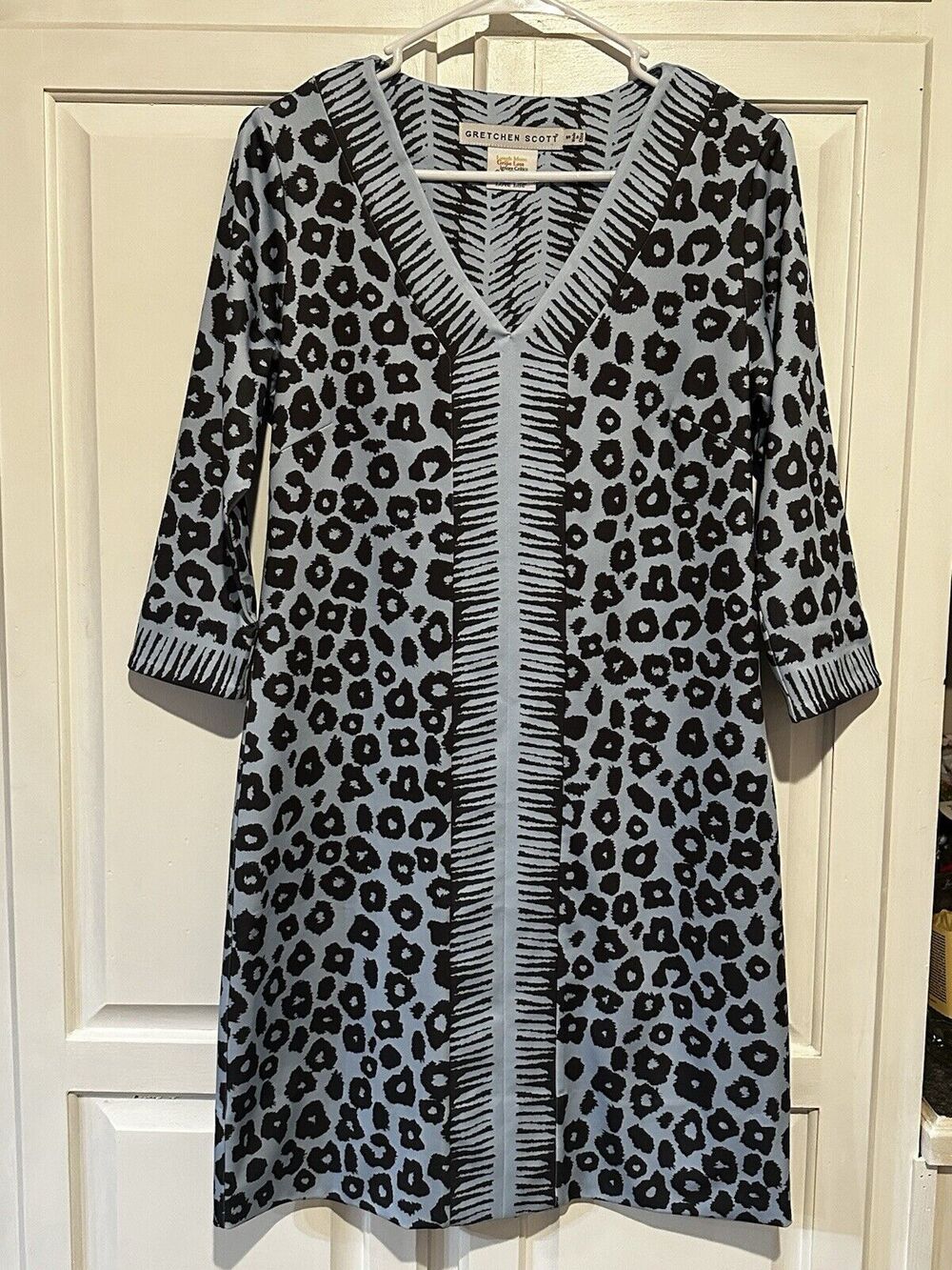 Gretchen Scott BorderTown Dress Wildcat Chrbl Size Small Shift Animal Cheetah